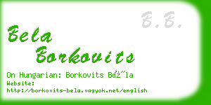 bela borkovits business card